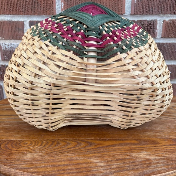 Gingerich Family Signed Handwoven Gods Eye Buttocks Green Red Basket Amish 2008 - Picture 8 of 8